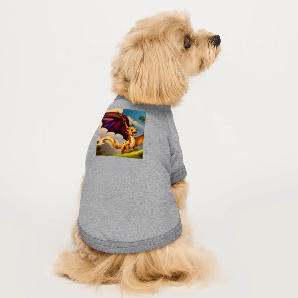 幸せアートワールドの可愛い龍のイラストグッズ Dog T-shirt