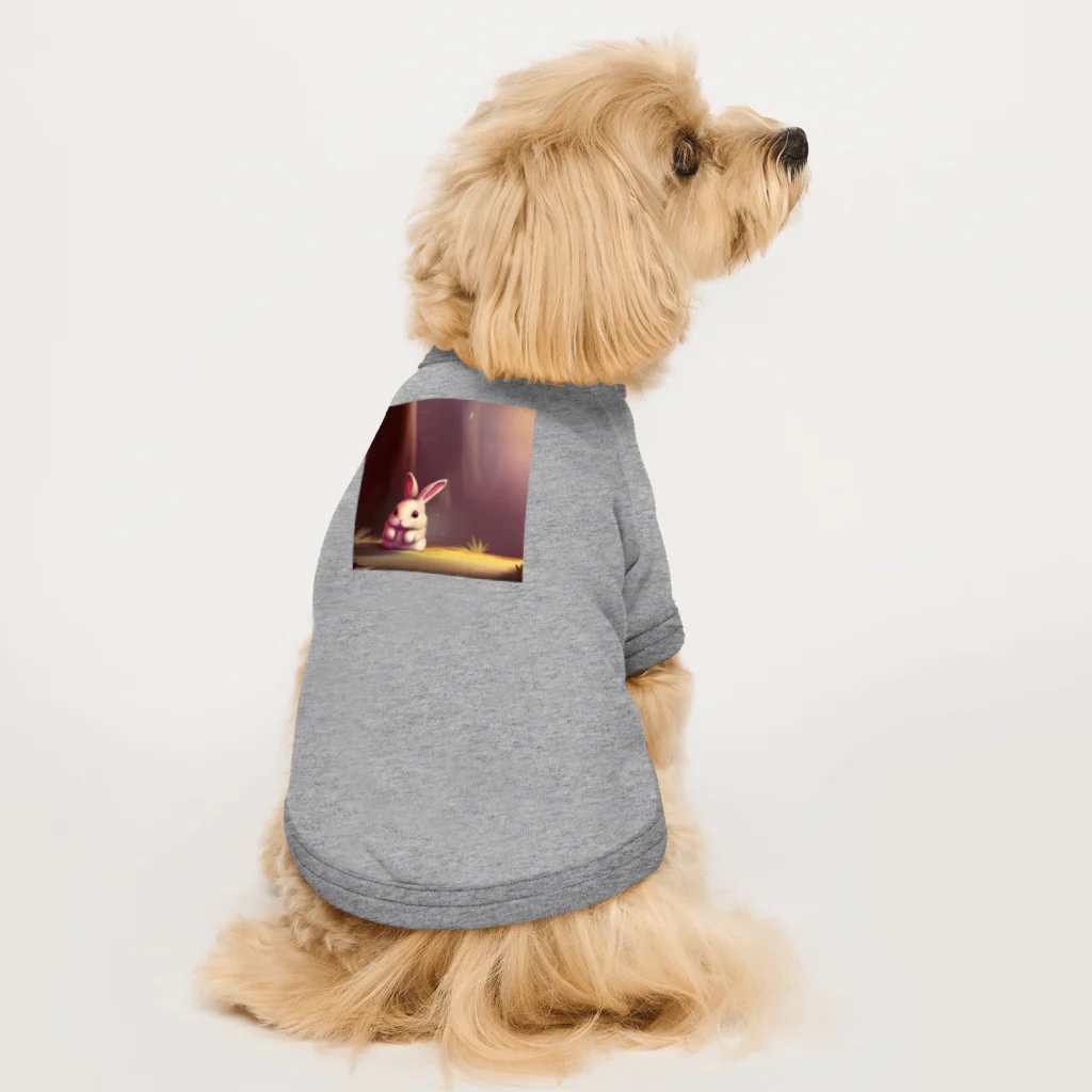 幸せアートワールドのふさふさうさぎ Dog T-shirt