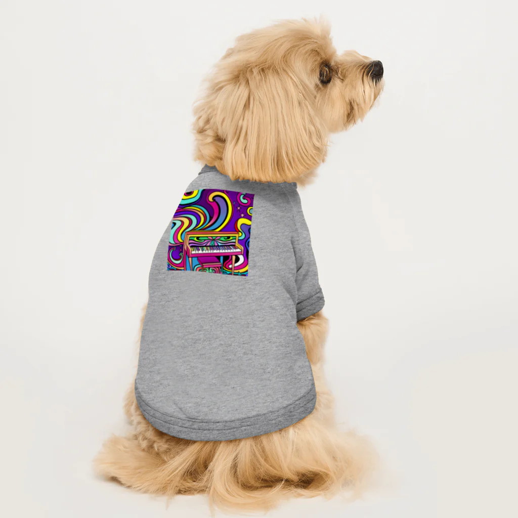 stugio_kの鮮やかなピアノ柄 Dog T-shirt