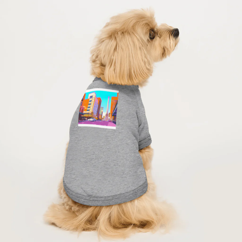FACTORY MOWのヴィンテージアメリカの街並み Dog T-shirt