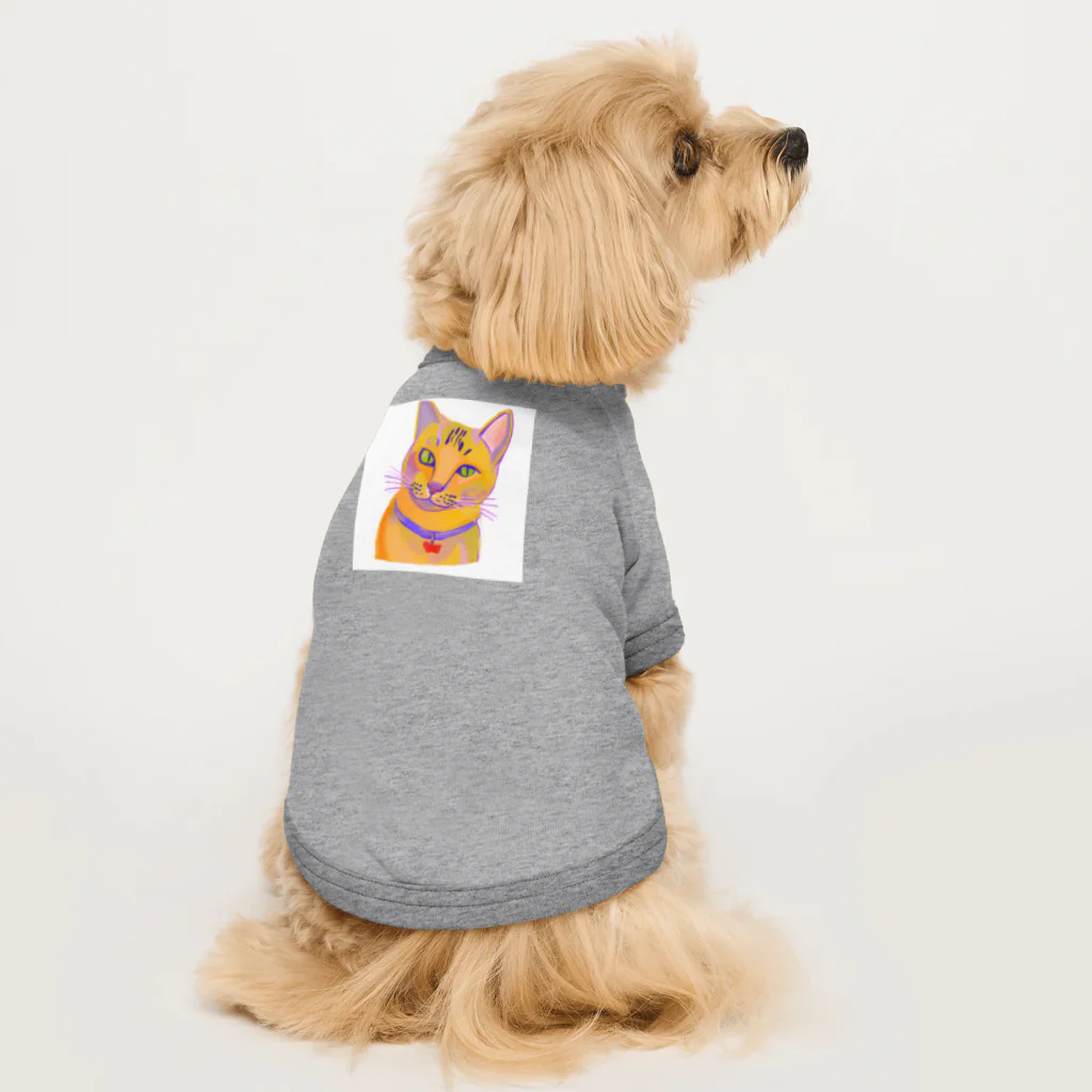 ネコフスキの鮮やかな凛々しい猫さんのイラストグッズ Dog T-shirt