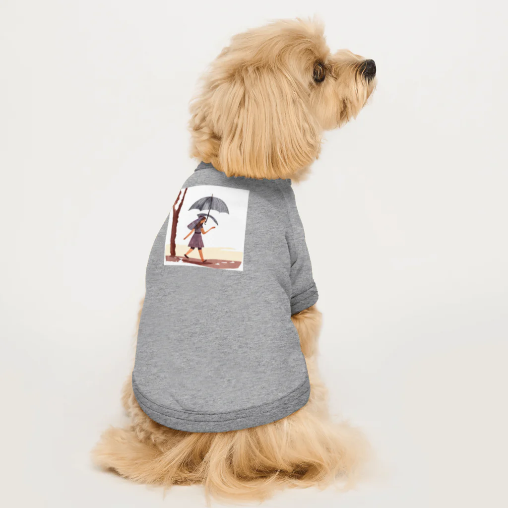 ワクワクショップ の雨降り散歩 イラスト Dog T-shirt
