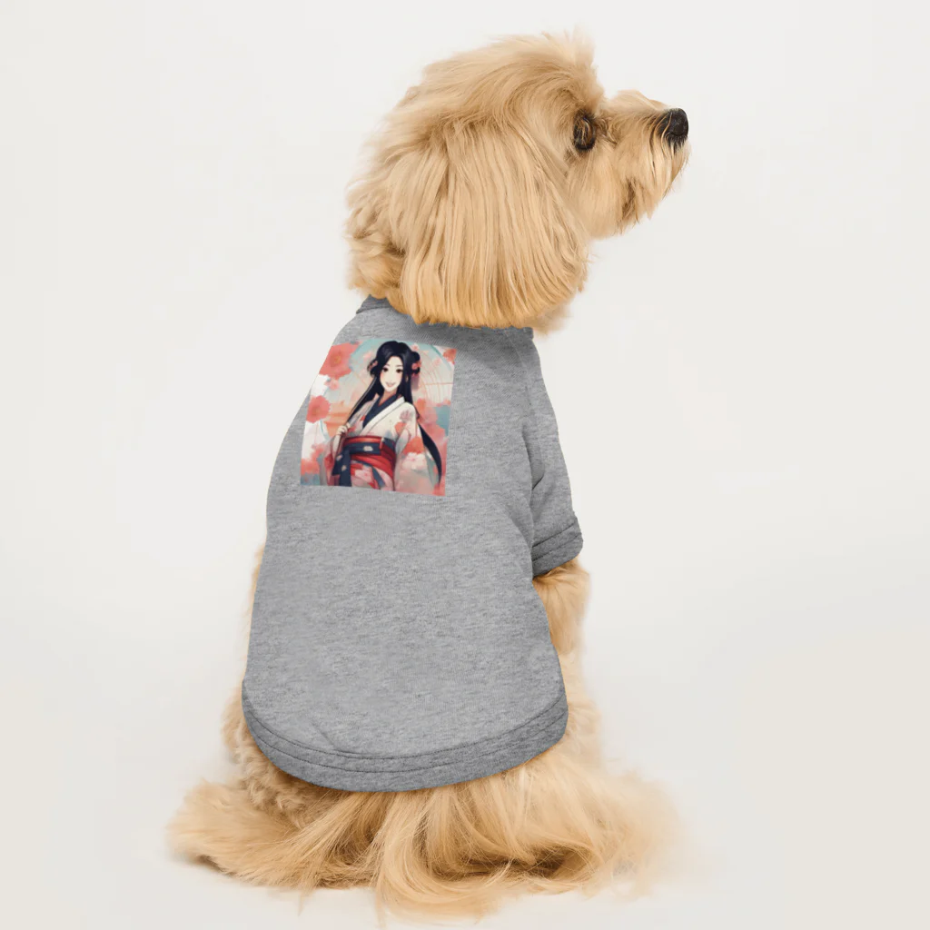 ワンダーワールド・ワンストップの浴衣を着た黑髪ロングヘアの綺麗な女性 Dog T-shirt