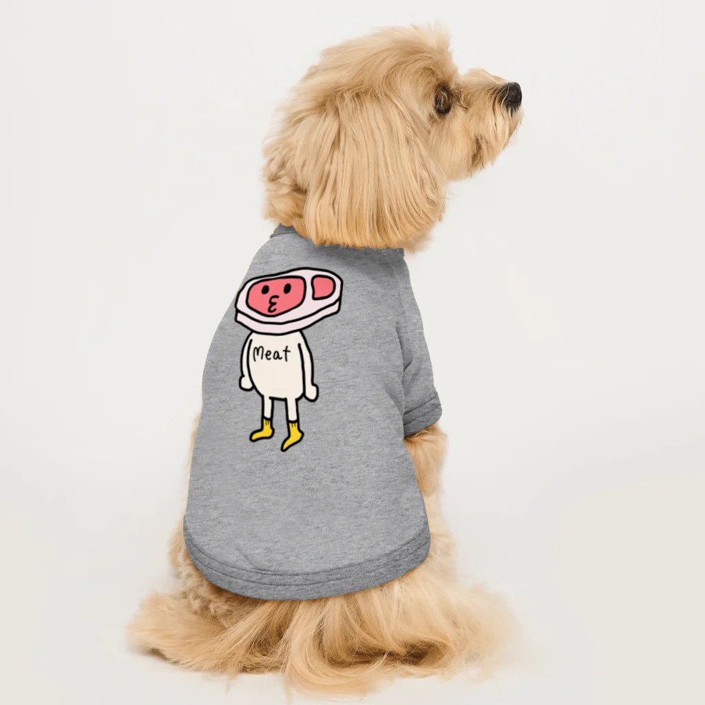 鹿骨-SHIKACOTTSU-のMeatくん。 Dog T-shirt
