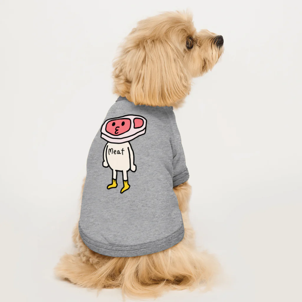 鹿骨-SHIKACOTTSU-のMeatくん。 ドッグTシャツ