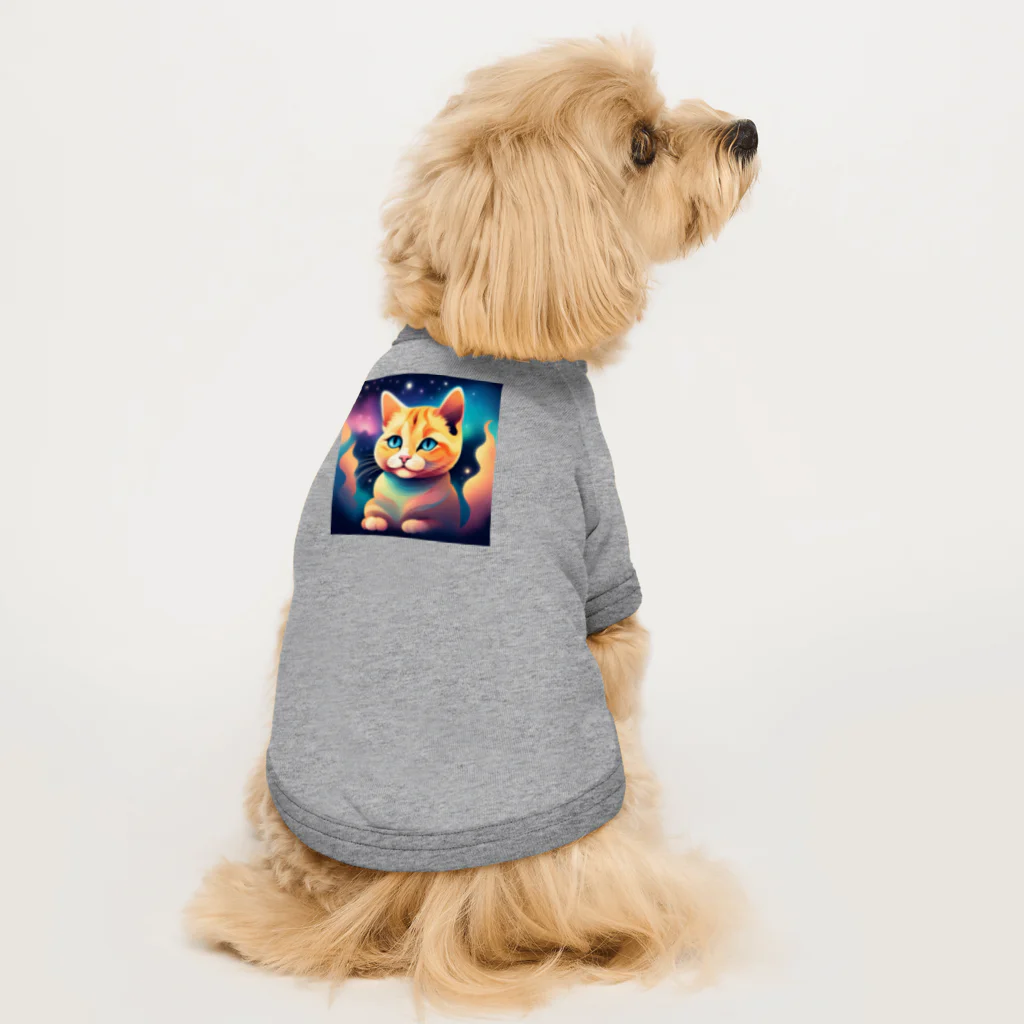 猫の憩い場の夜空を見つめる猫 Dog T-shirt