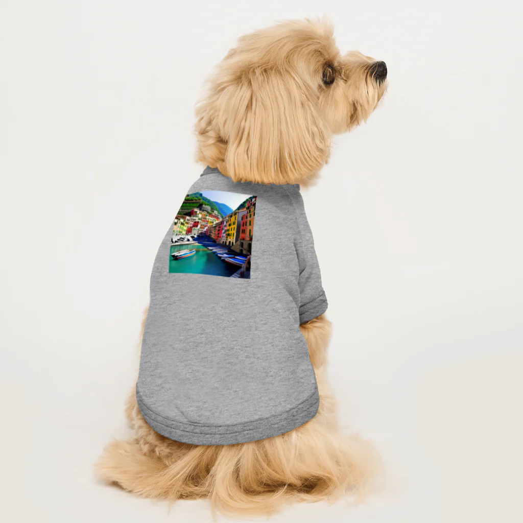 KSK SHOPの絵画のようなチンクエテッレの風景 Dog T-shirt