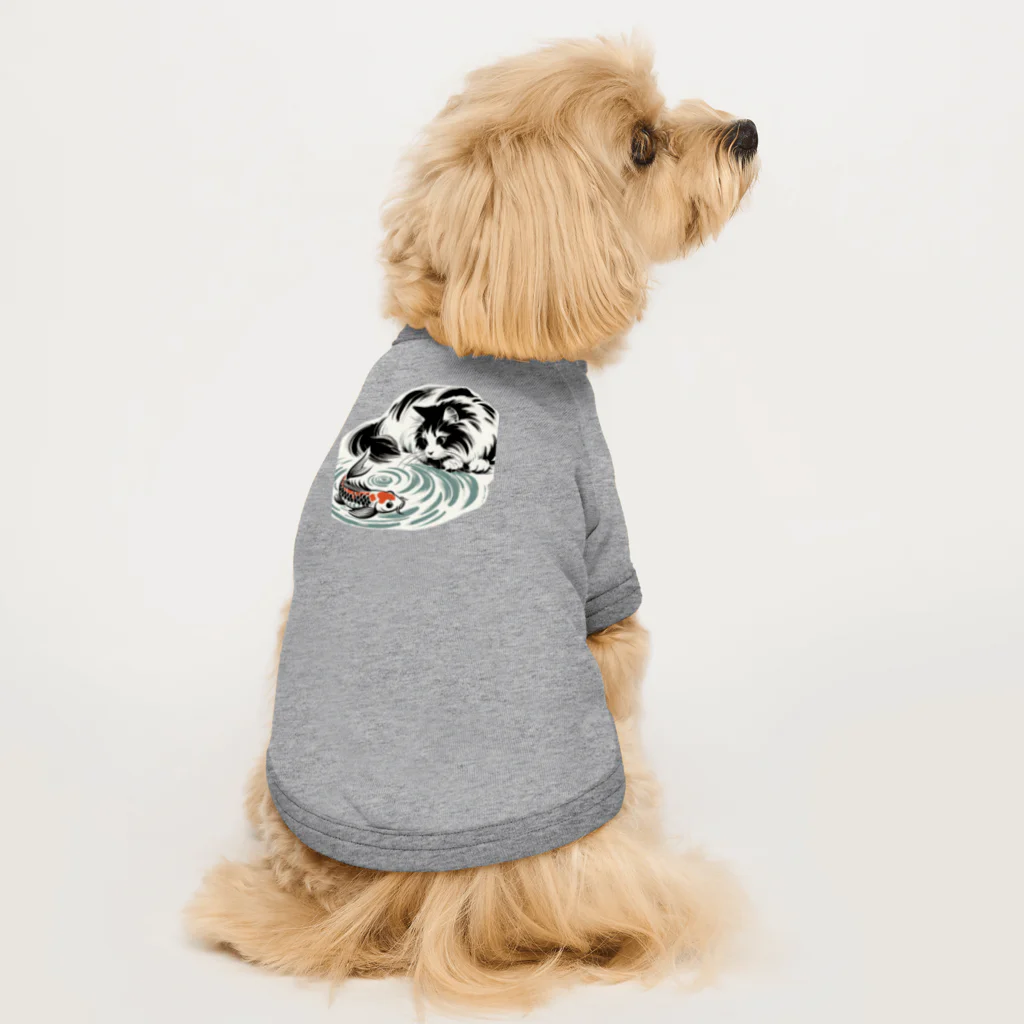 MakotOの猫と鯉（水墨画風） Dog T-shirt