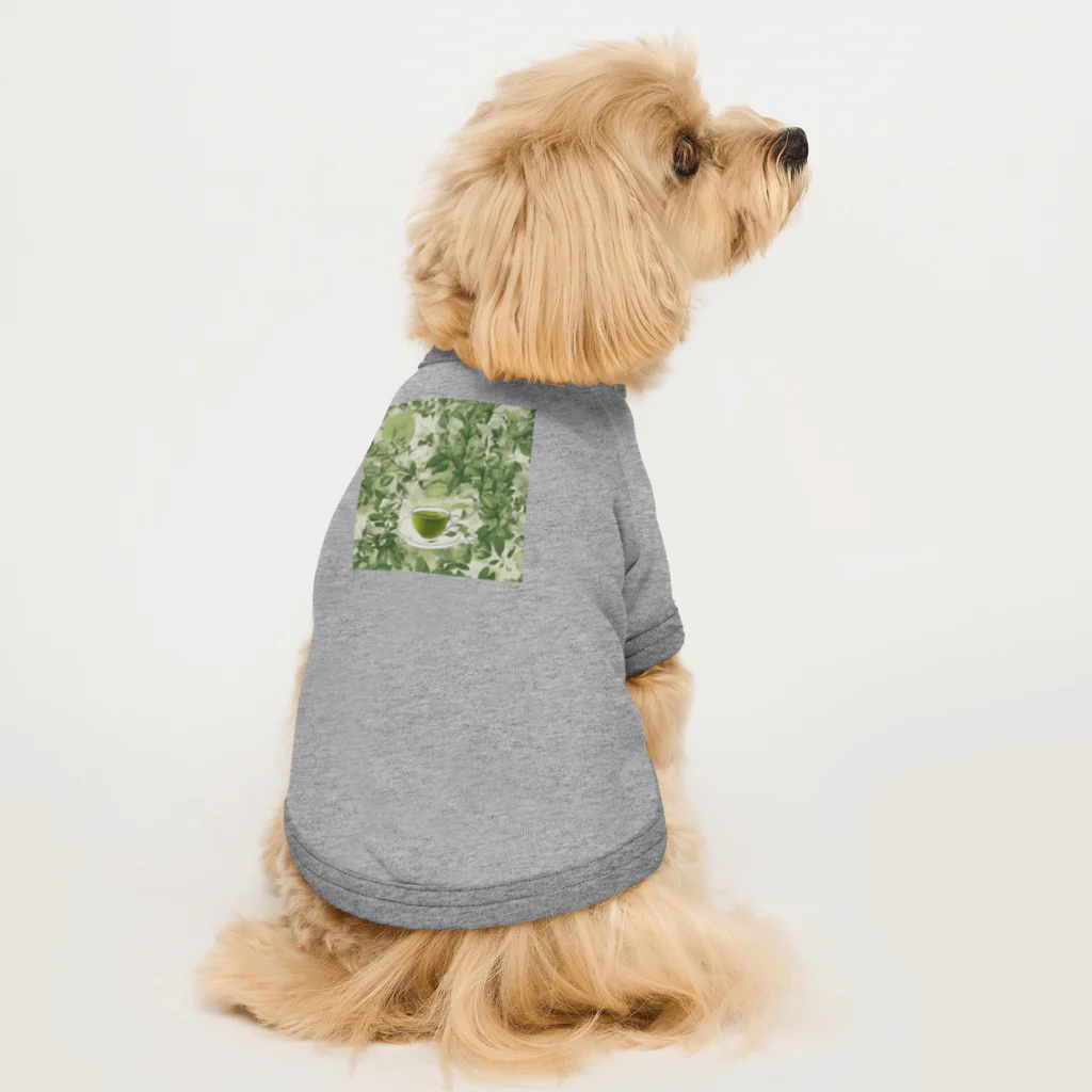 千裕アトリエ（いつもありがとう）のグリーンティーのアート　green tea art Dog T-shirt