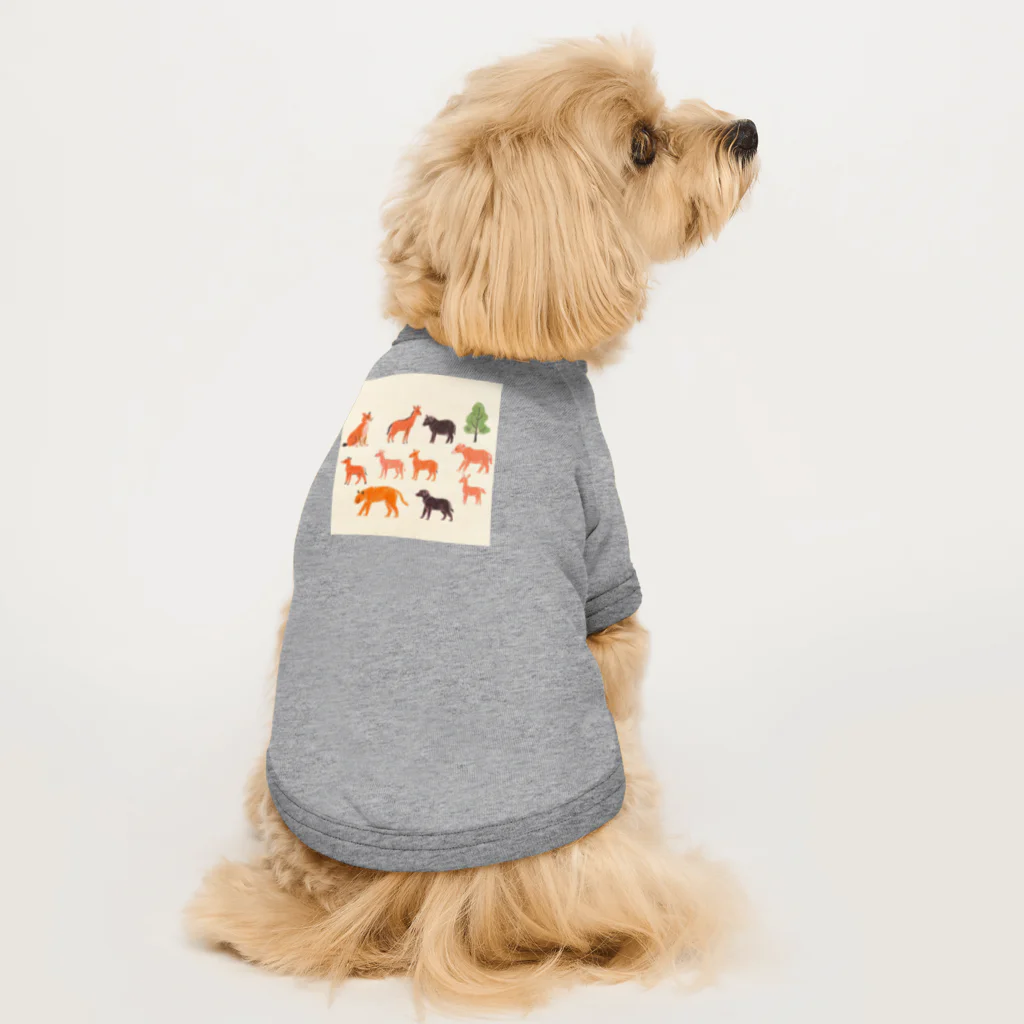 ZUZUKAMAのゆるくてかわいい動物の群れ Dog T-shirt