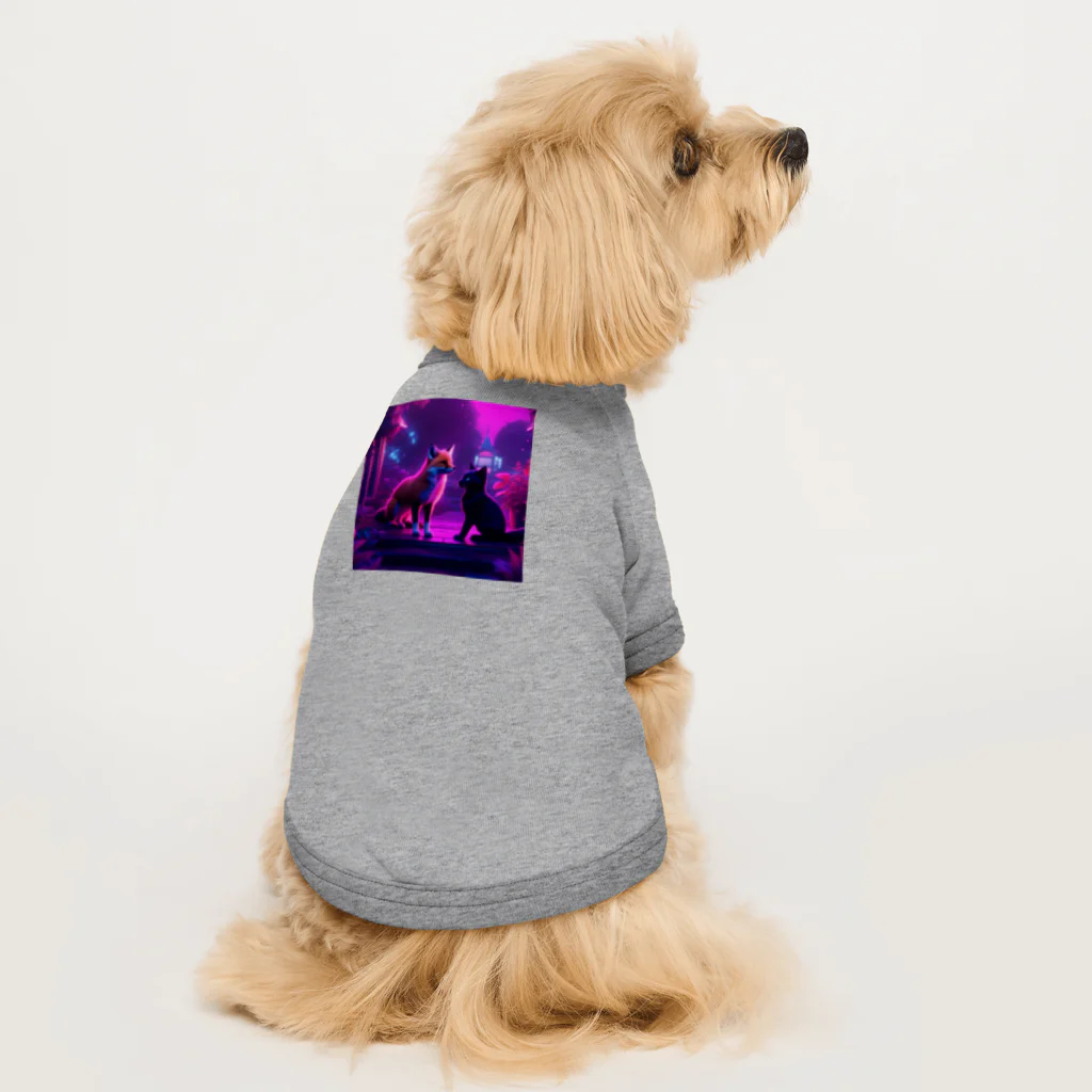 月ノ宮狐⁺🌙⛩️🦊⁺の狐と黒猫ちも Dog T-shirt