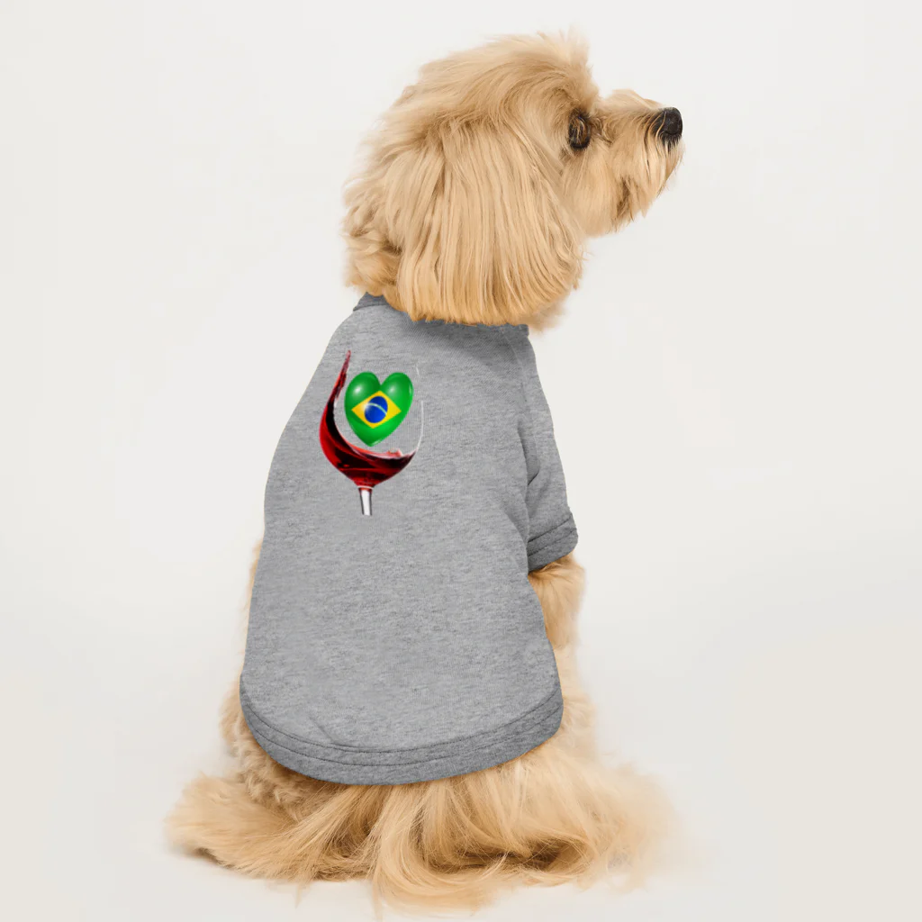 WINE 4 ALLの国旗とグラス：ブラジル（衣類） Dog T-shirt
