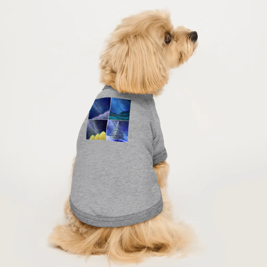 KEIKO's art factoryの「四季と星」の4部作 Dog T-shirt