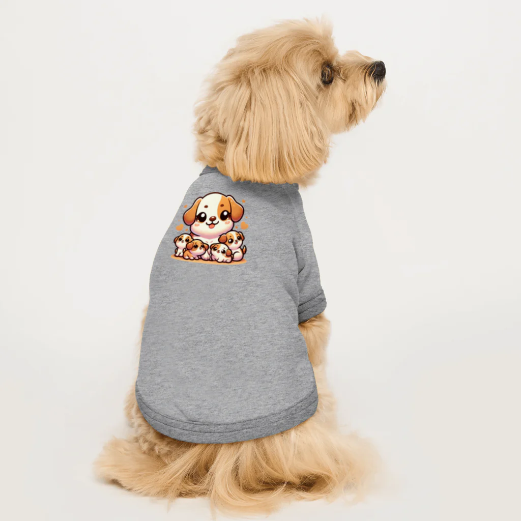 mitsu5872のわんぱく子犬とやさしいママ ドッグTシャツ