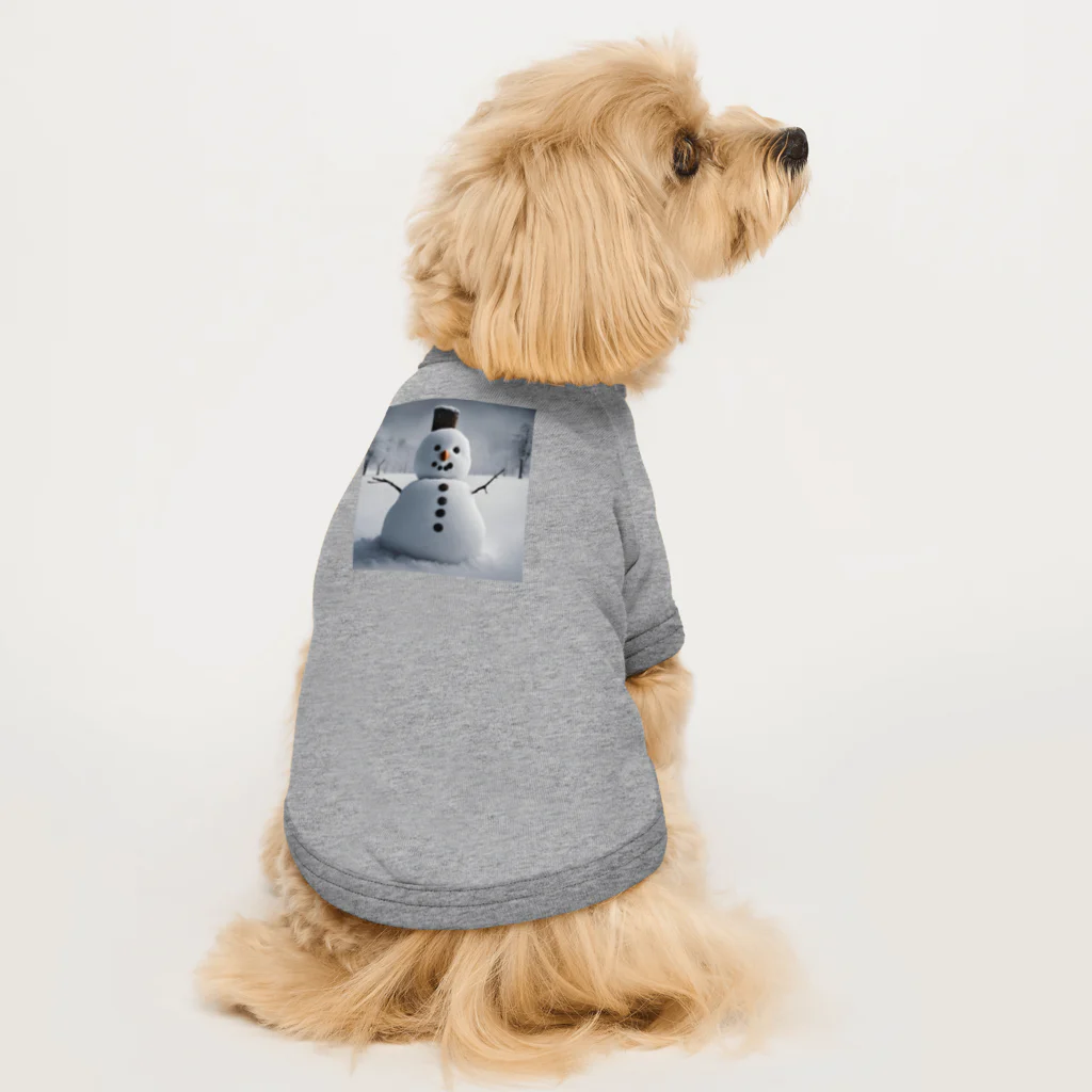 takuSHOP99の雪に佇む雪だるま Dog T-shirt