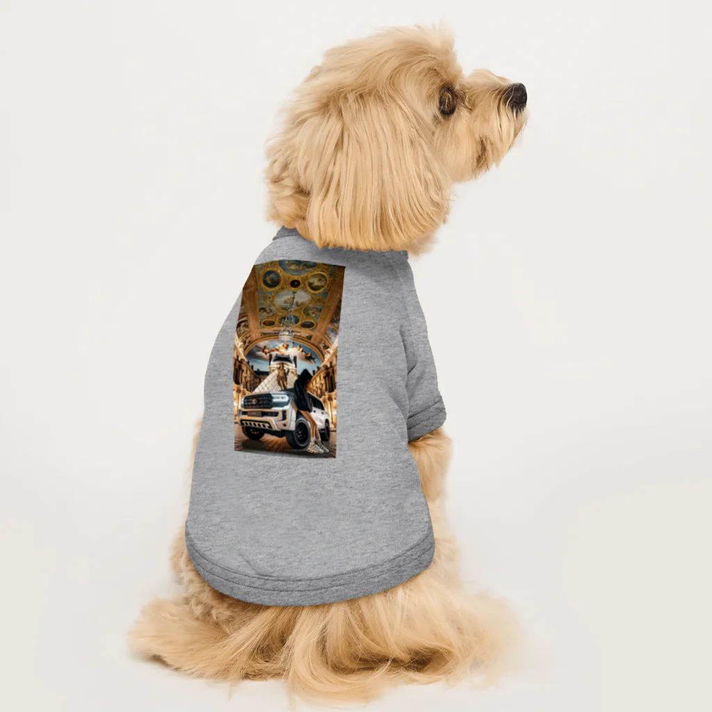 ブラックホワイトの美術館車 Dog T-shirt