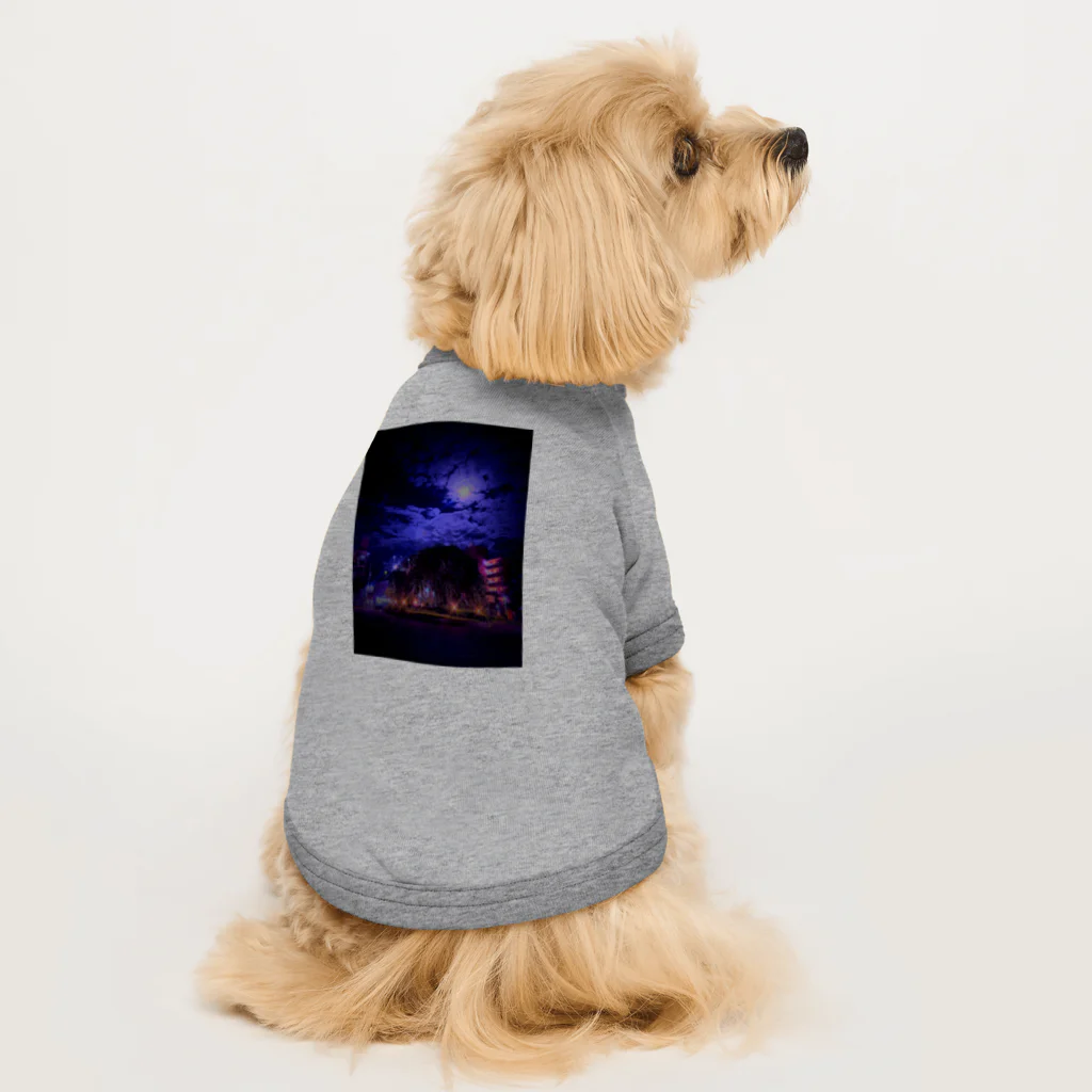 華の蒼い夜に Dog T-shirt