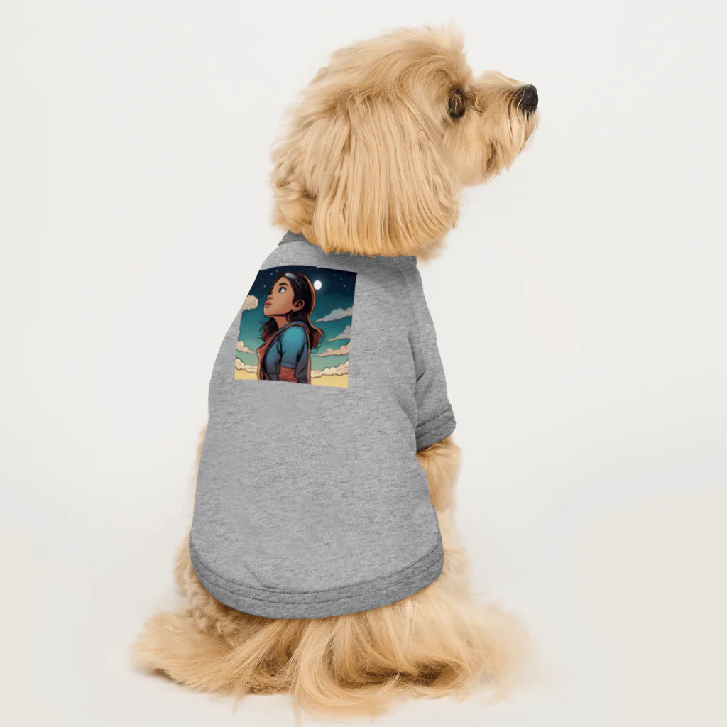 PanHanaChanのThe girl who looks at the sky Dog T-shirt