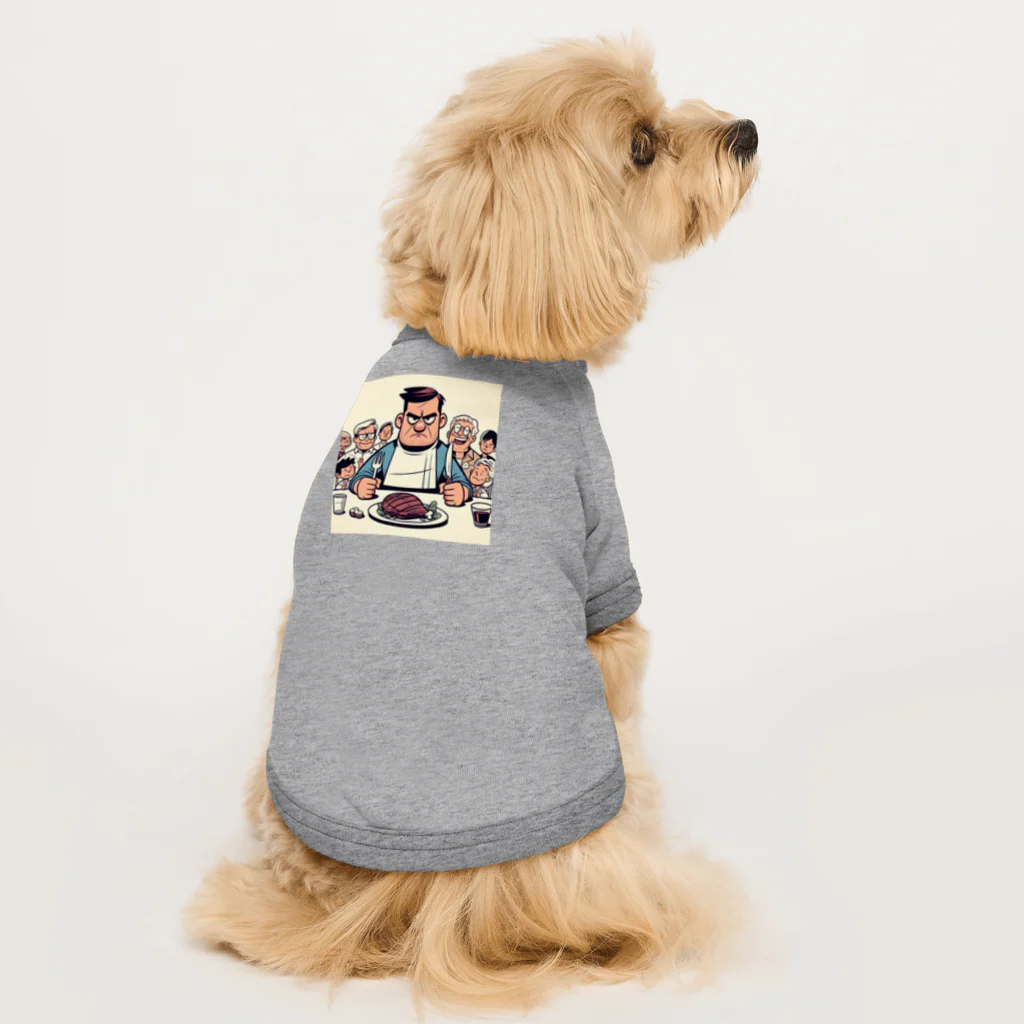 saijo79のステーキを食べるイカツイおじさん Dog T-shirt