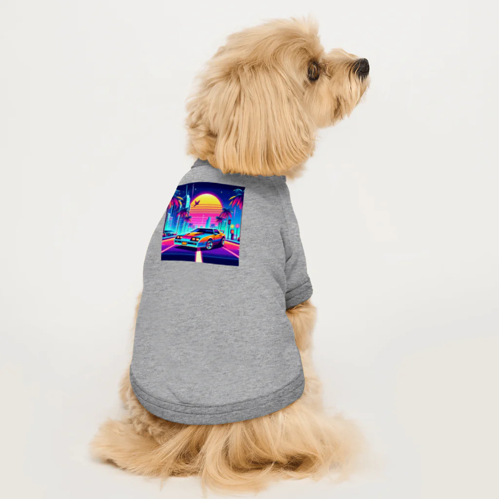 お茶目なドット絵のドッド絵車 Dog T-shirt