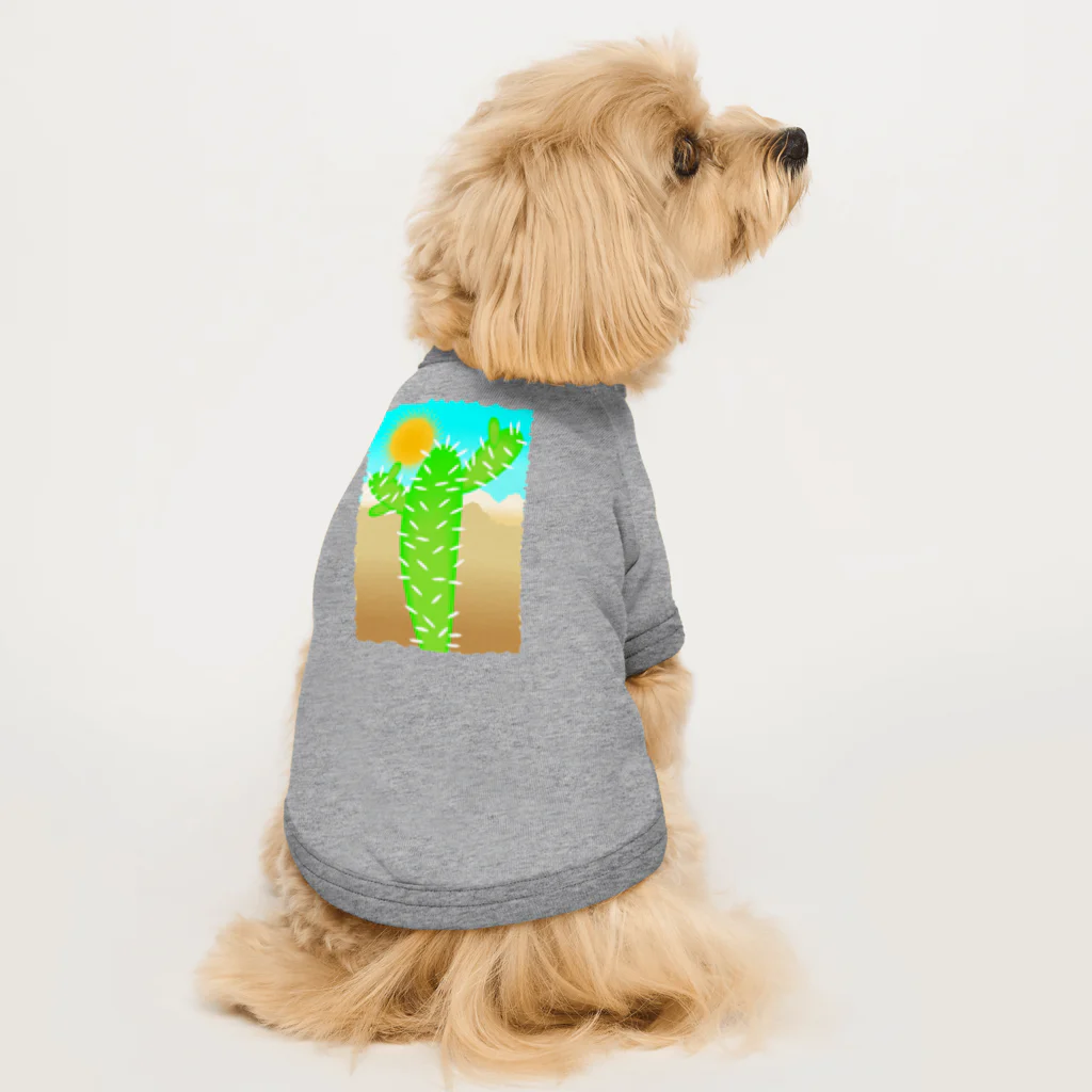 ファンシーTシャツ屋の砂漠の太陽とサボテン Dog T-shirt