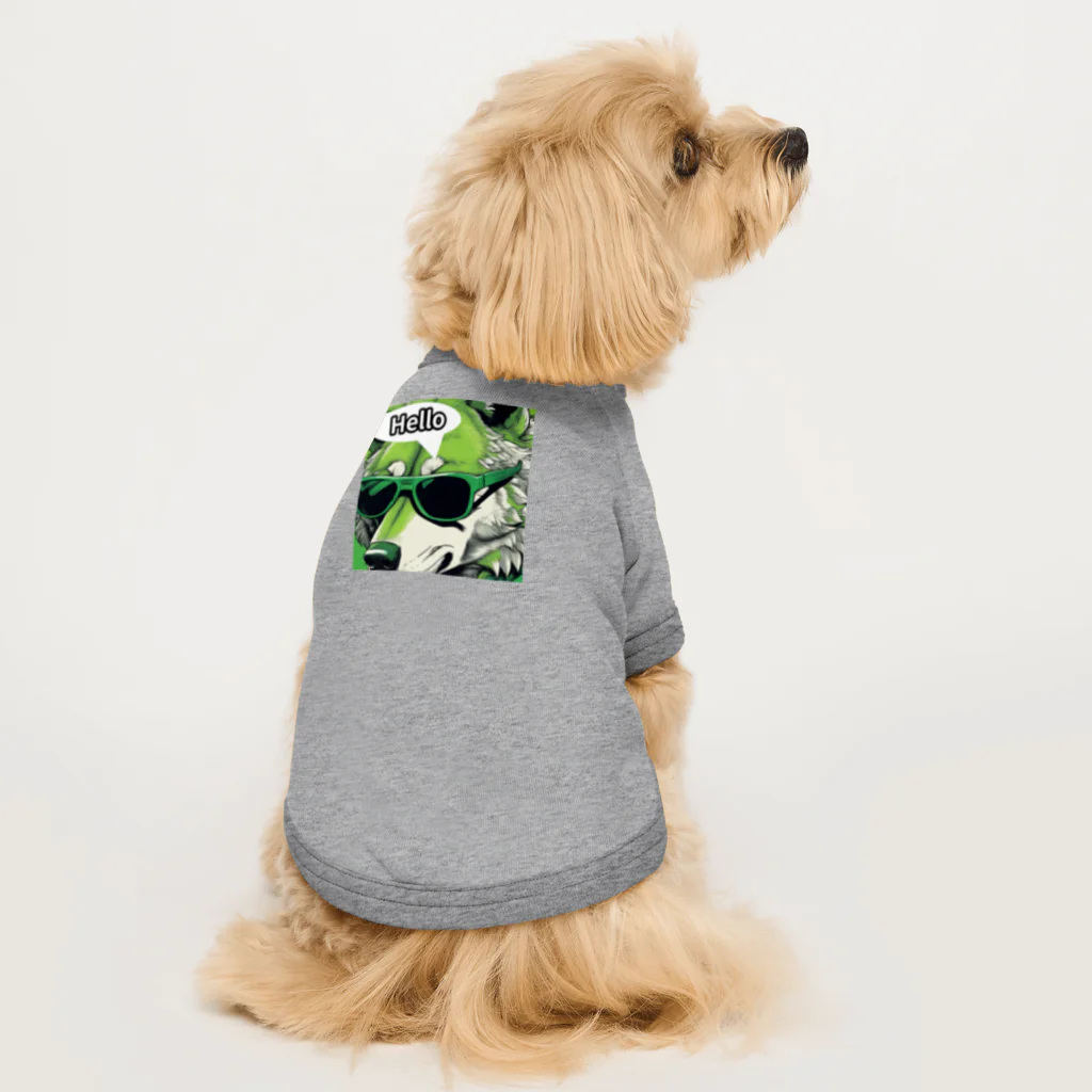 Howling Canvas Studioのサングラスオオカミ Dog T-shirt