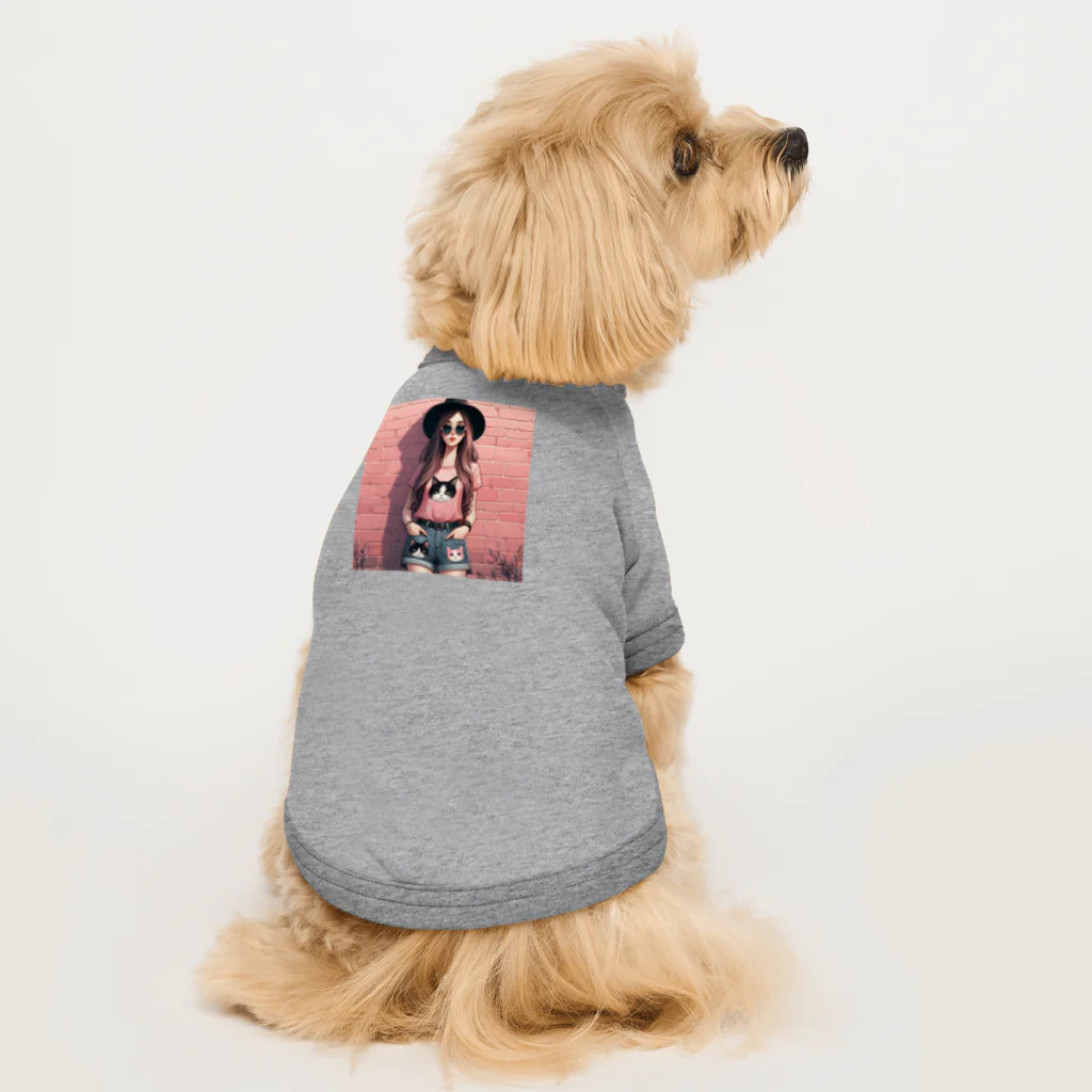 SaltyCookie Design Worksの猫好きの女の子のファッション(1) Dog T-shirt