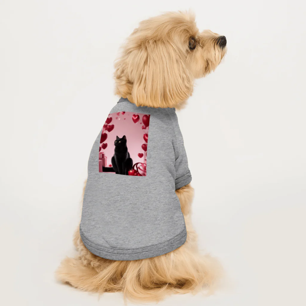 クロネコ屋のクロネコとハート Dog T-shirt