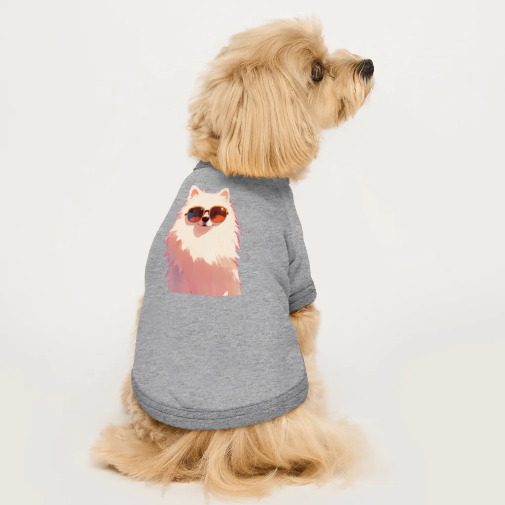 AQUAMETAVERSEのサングラスをかけた、かわいい犬 Marsa 106 Dog T-shirt