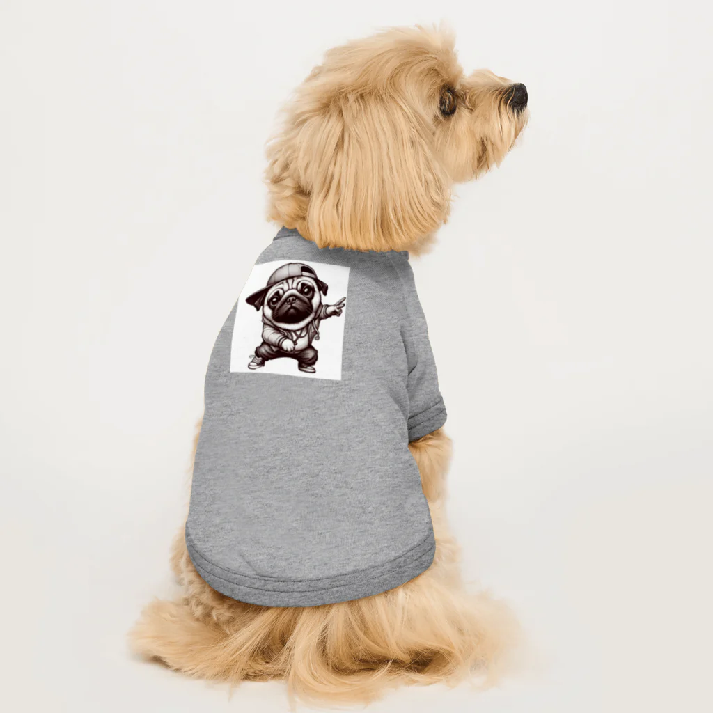 鼻ぺちゃ犬と和猫のヒップホップ パグ ドッグTシャツ