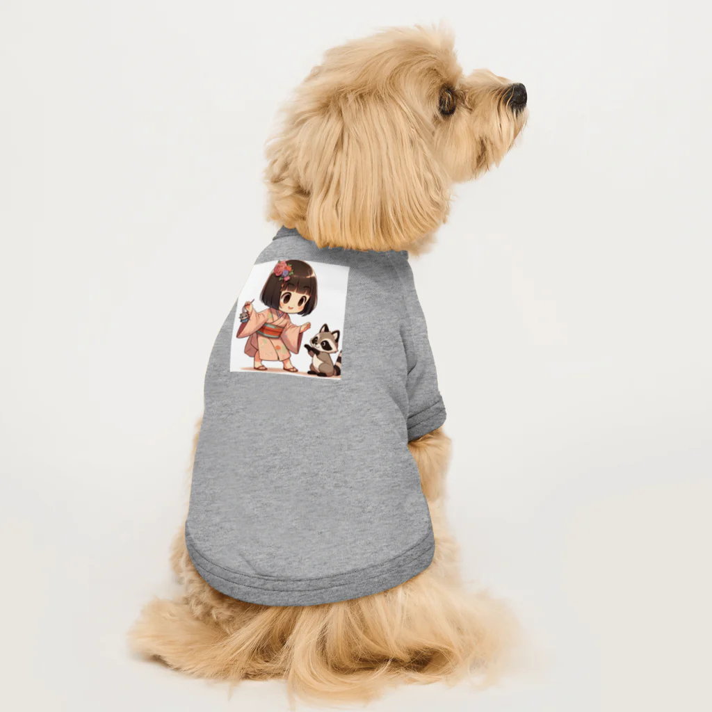 まんまるちゃんの座敷わらしとかわいいタヌキ Dog T-shirt