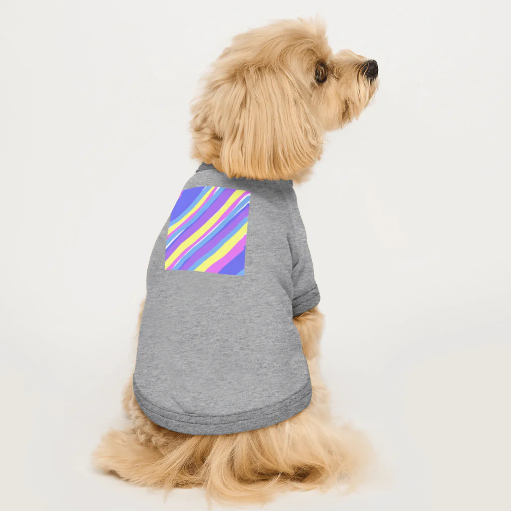 rollのストライプ　斜め Dog T-shirt