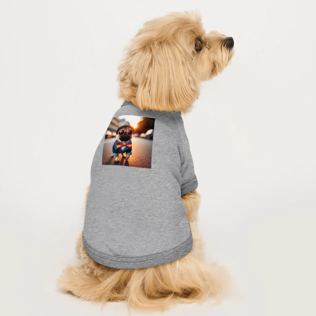 1682HOHETOのおしゃれなパグ2 Dog T-shirt