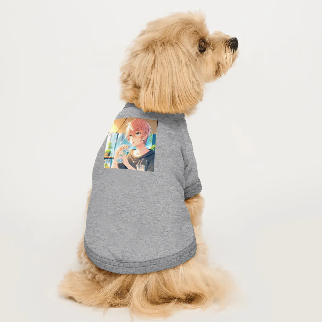 ShopＴＫの夏の爽やかな風に包まれた青年 Dog T-shirt