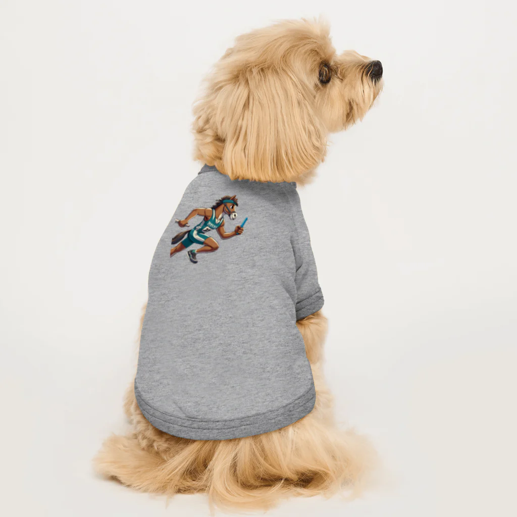 動物屋さんの馬が二足リレー？！ Dog T-shirt