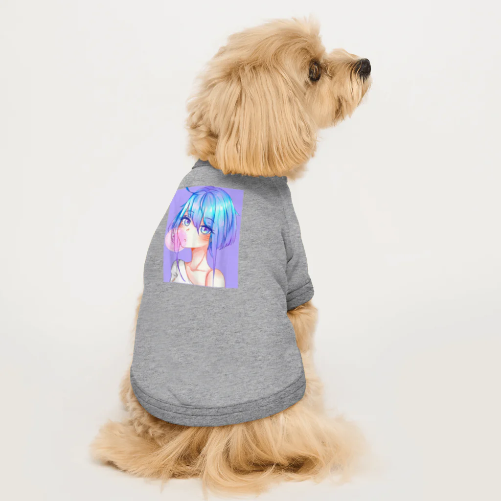 World_Teesのバブルガムを噛むアニメガール 日本の美学 アニメオタク Dog T-shirt