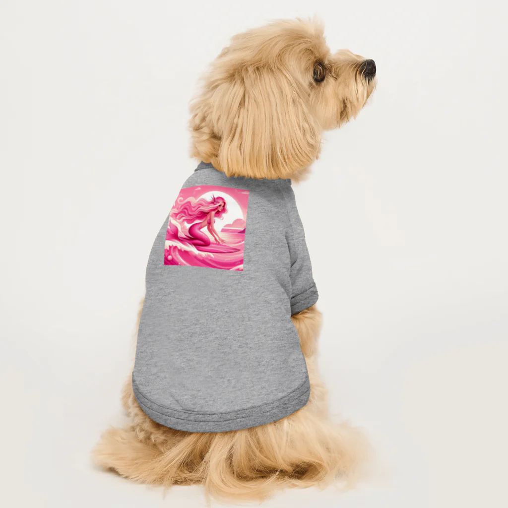 pinkgalmermaidのピンク　マーメイド　サーフィン Dog T-shirt