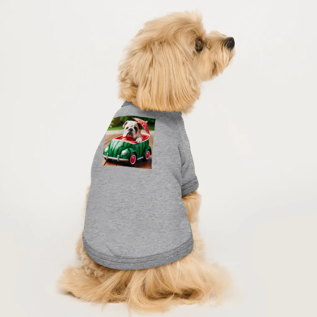 T-BORNSTAKEのブルドッグくんのある夏の日 Dog T-shirt