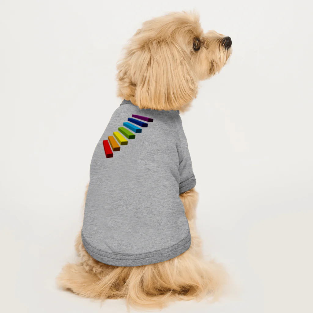 kimchinの宙に浮かんだメタリックな階段 Dog T-shirt