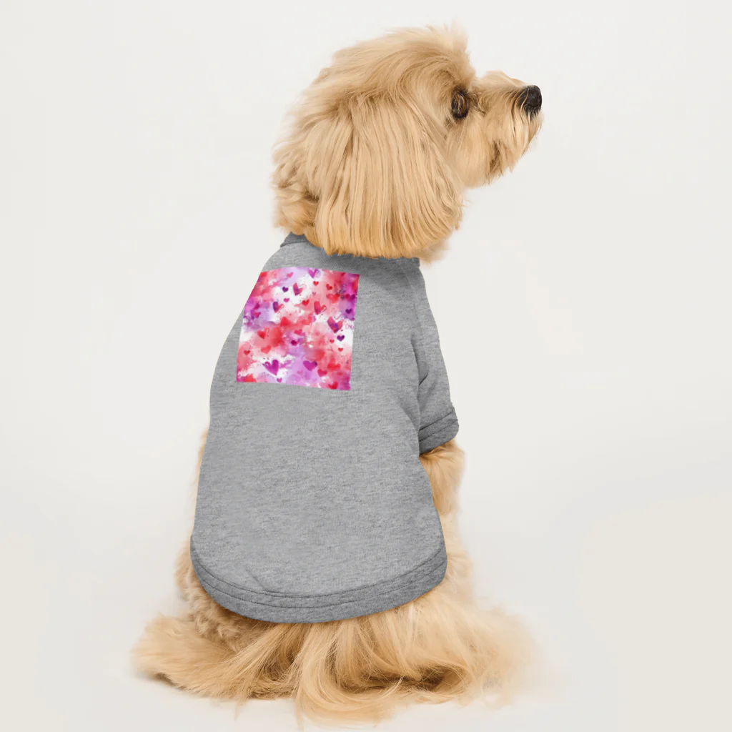 オンラインショップイエローリーフのハート　赤　ピンク　紫　可愛い Dog T-shirt