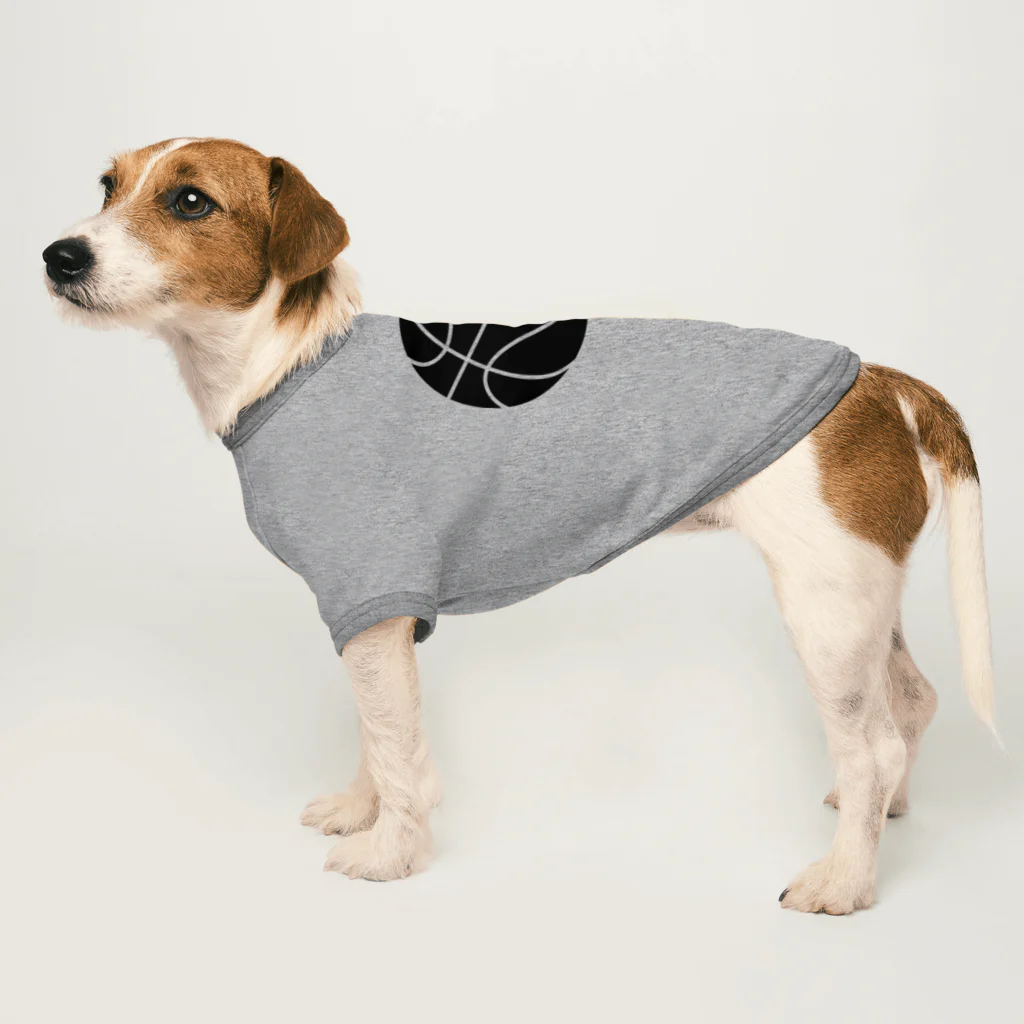 金融投資デザイン　カマラオンテ-ムラサキのバスケットボール　シルエット モノクロ Dog T-shirt