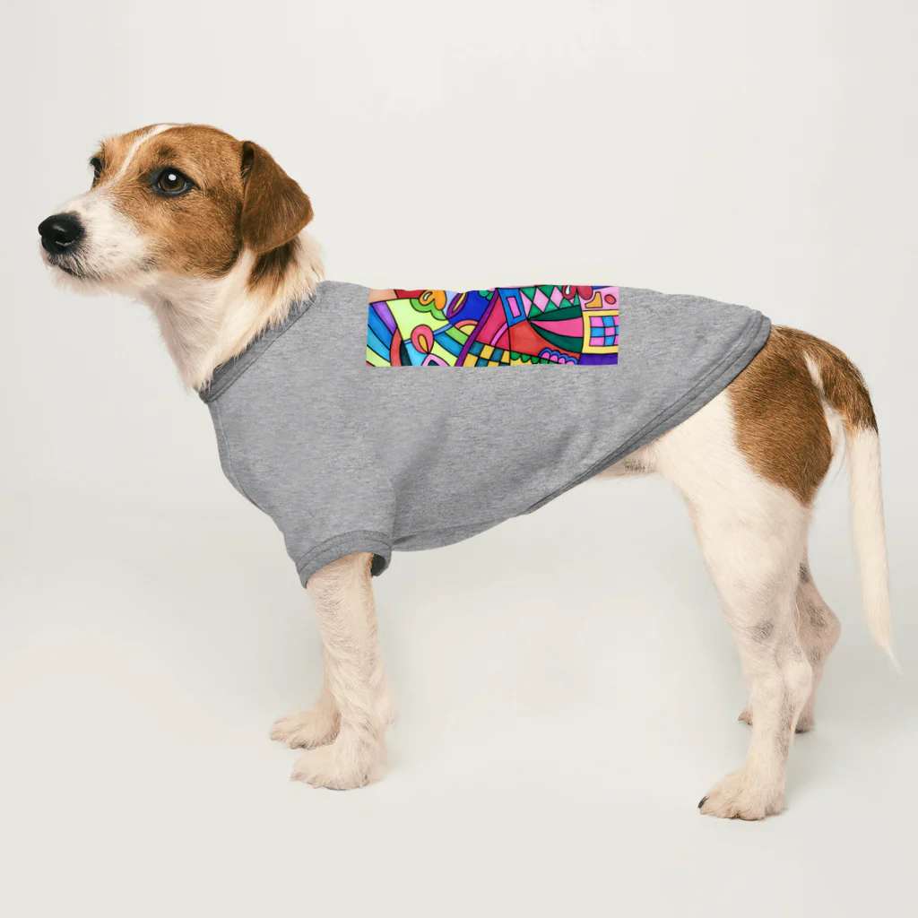 結華の障害者アート 手描きイラスト カラフル Dog T-shirt