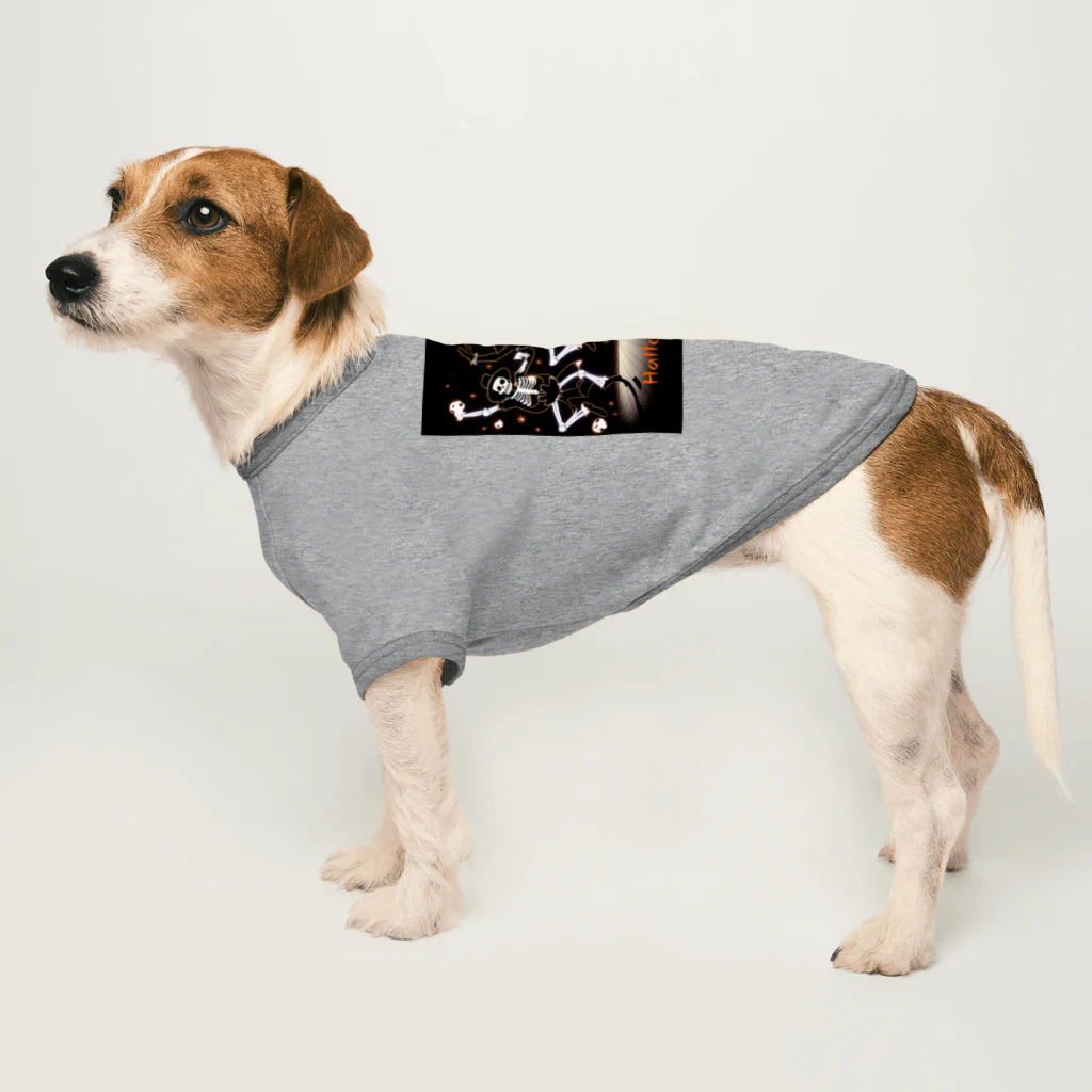 seasun011のハロウィンスケルトンダンス02-01　文字入り Dog T-shirt