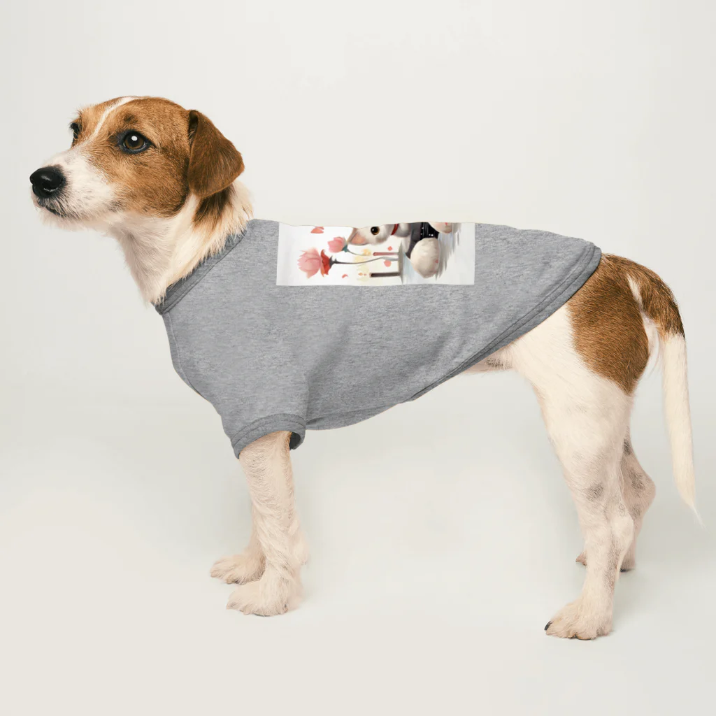 恥ずかしがり屋のねこショップの猫とお花 Dog T-shirt