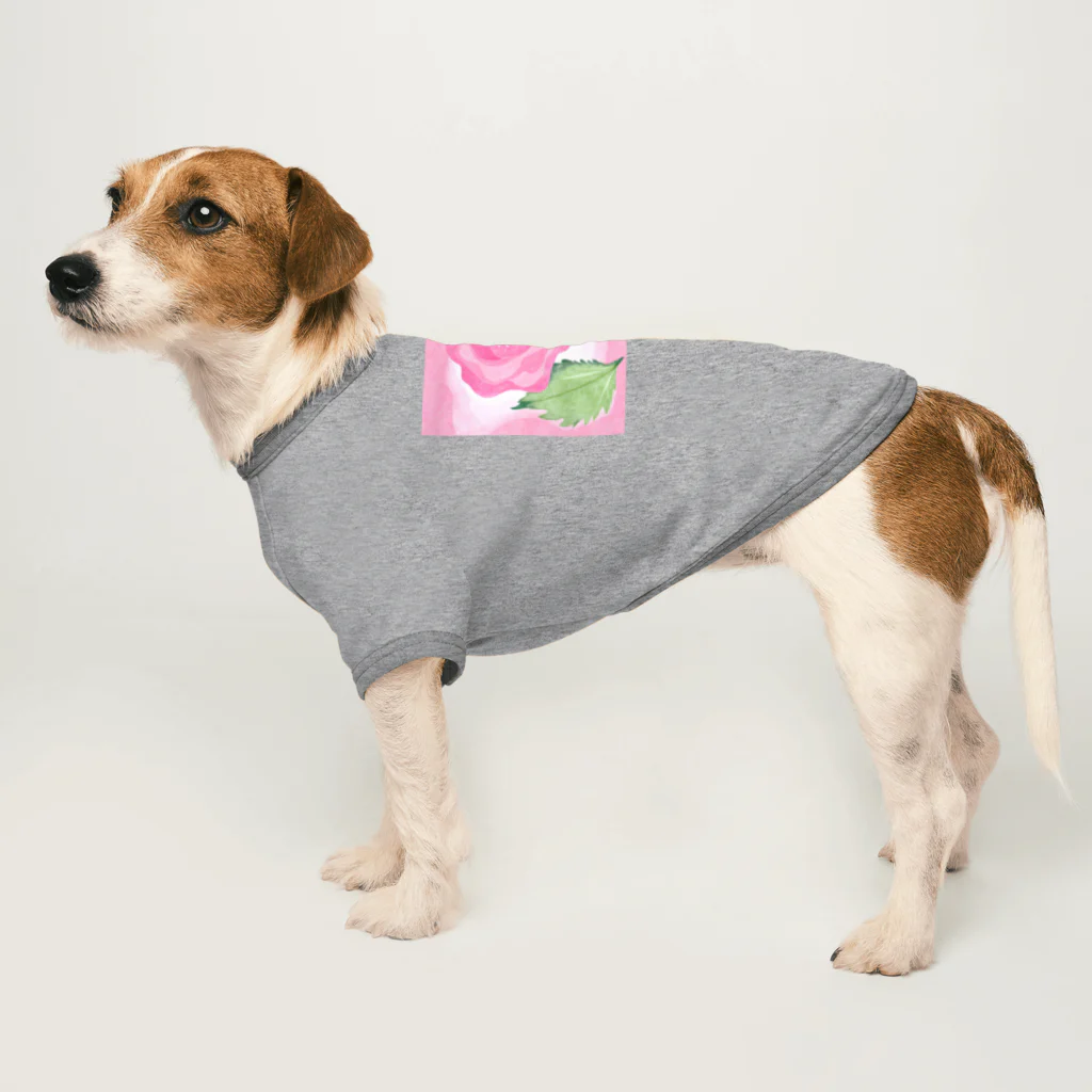 ピンク系水彩画のピンクのバラ Dog T-shirt