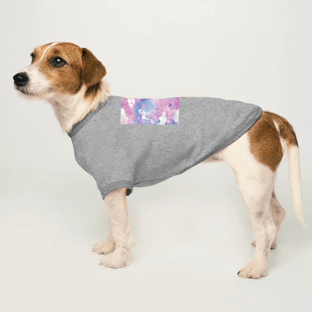 オンラインショップイエローリーフのユニコーン　ハート　赤　黒　青　可愛い Dog T-shirt