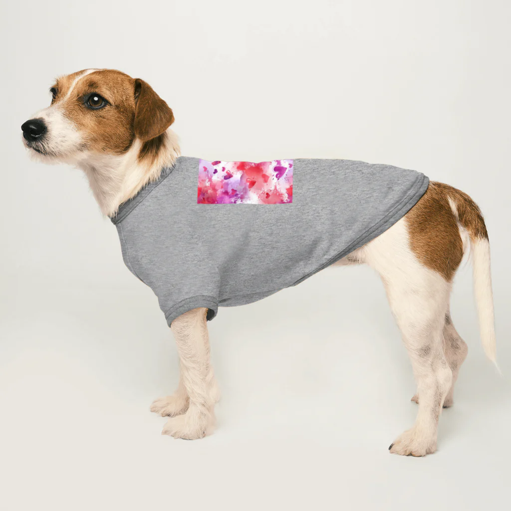 オンラインショップイエローリーフのハート　赤　ピンク　紫　可愛い Dog T-shirt