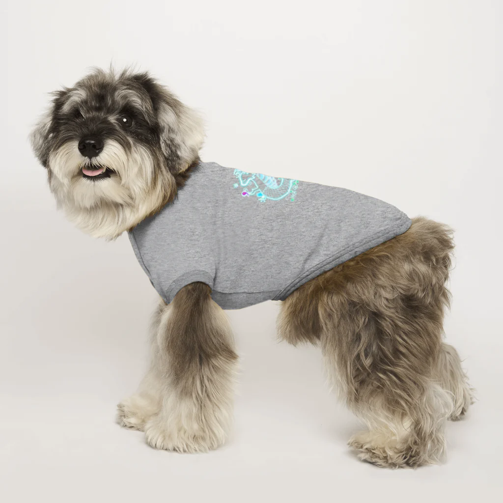 ちゃすみんwith Dragon&Angelのツイン龍Dragon light blue Dog T-shirt