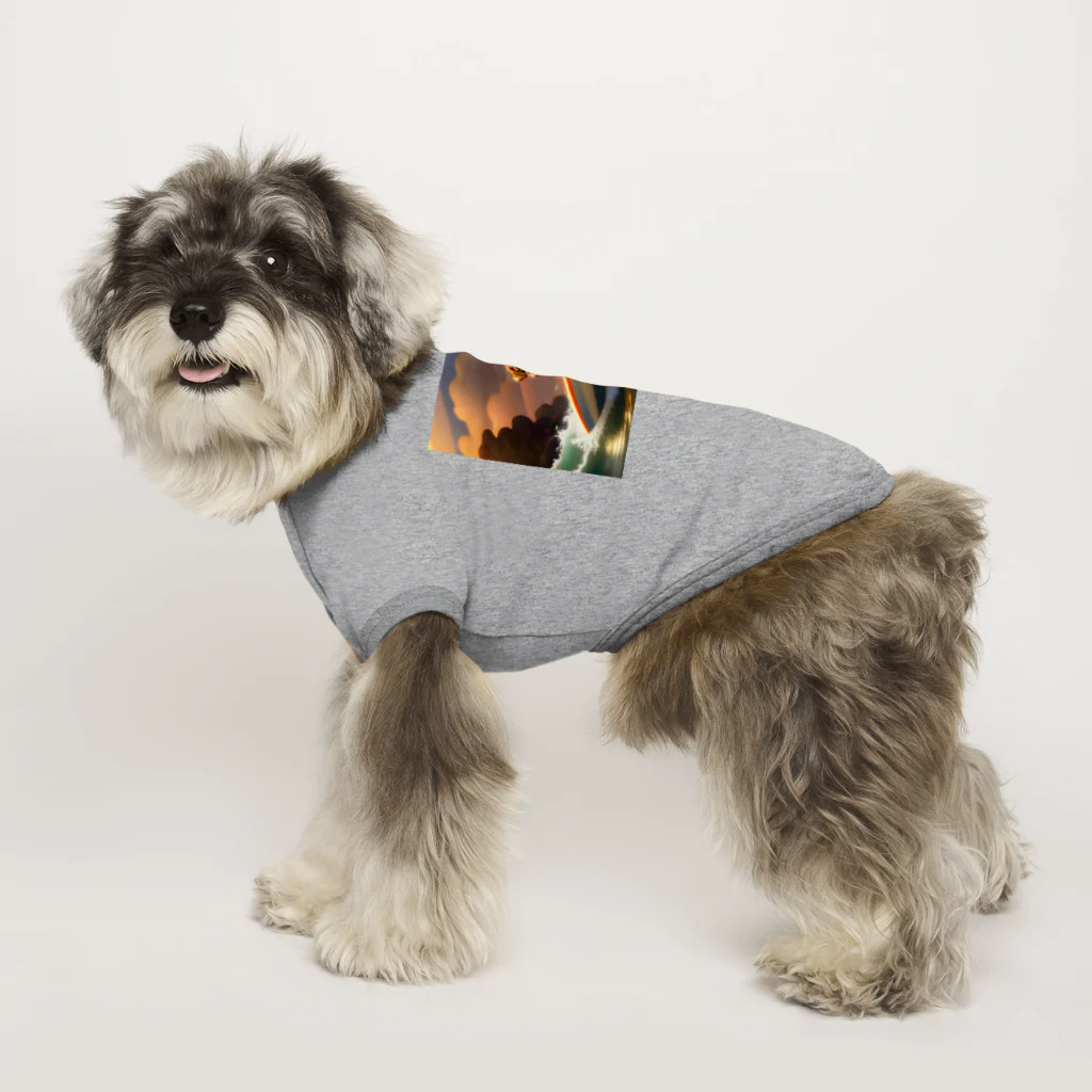 ARATAS stylesのサーフィンしているかっこいい犬 ドッグTシャツ