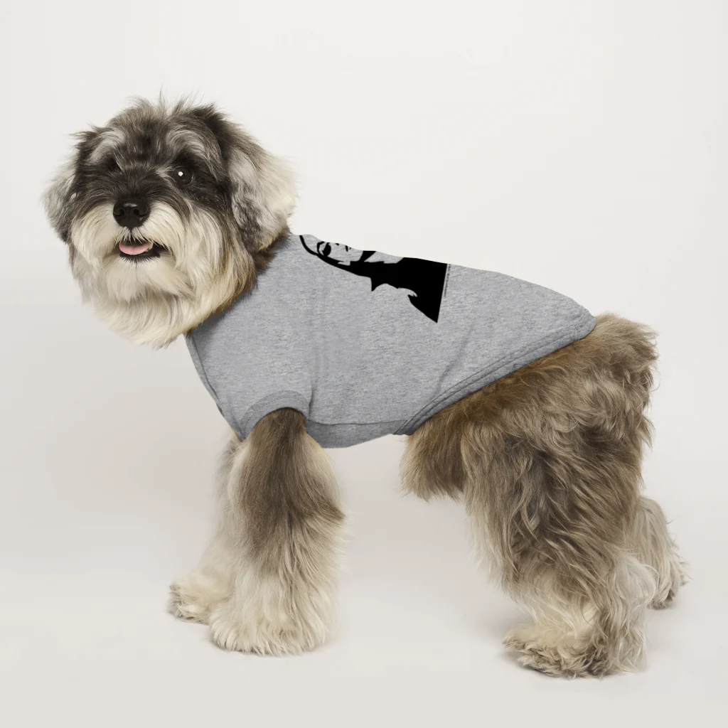 ファンシーTシャツ屋の長髪女性のモノクロデザイン Dog T-shirt